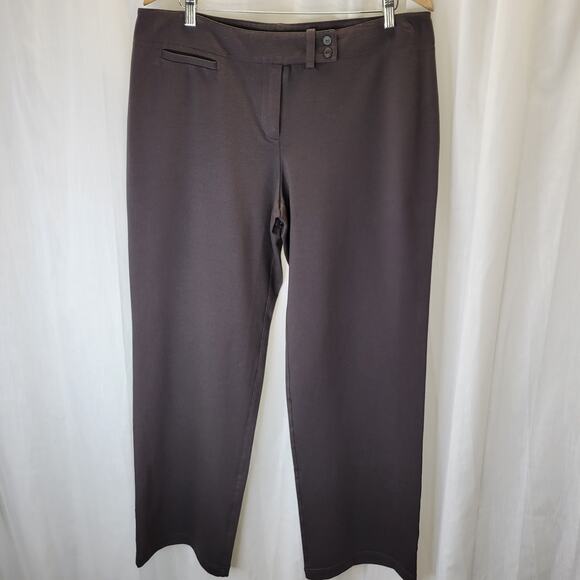 Eileen Fisher Chocolate Brown Heavyweight Rayon Knit Dress Pants, L, NWT - Picture 1 of 13
